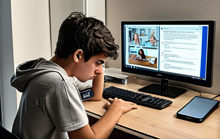 **
A student looking stressed and overwhelmed in front of a computer screen, surrounded by distractions like a phone with social media notifications, a TV remote, and an open refrigerator. The scene should depict the challenges of staying focused while learning online, highlighting the themes of isolation and procrastination. Consider a muted color palette to emphasize the feeling of being overwhelmed.
**