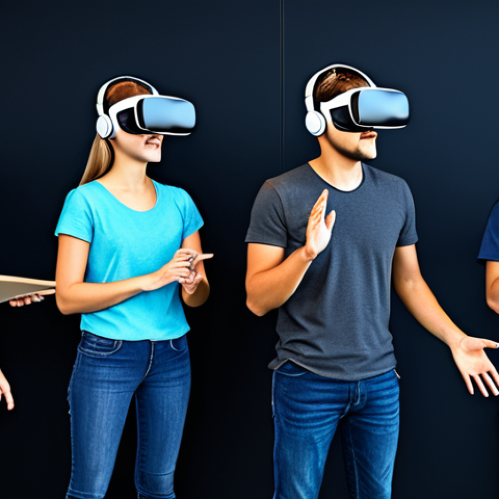 Virtual Reality Learning**

"A diverse group of students, fully clothed in casual and comfortable attire, are immersed in a virtual reality learning experience, wearing VR headsets and interacting with a virtual historical environment, safe for work, appropriate content, professional illustration, perfect anatomy, correct proportions, natural poses, vibrant colors, well-formed hands, proper finger count, natural body proportions, family-friendly, educational setting, showing excitement and engagement."

**