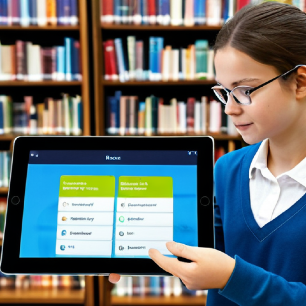 디지털 교육에서의 자기 평가 기법 - Interactive Quiz**
"A student is enthusiastically engaging with an interactive quiz on a tablet dev...
