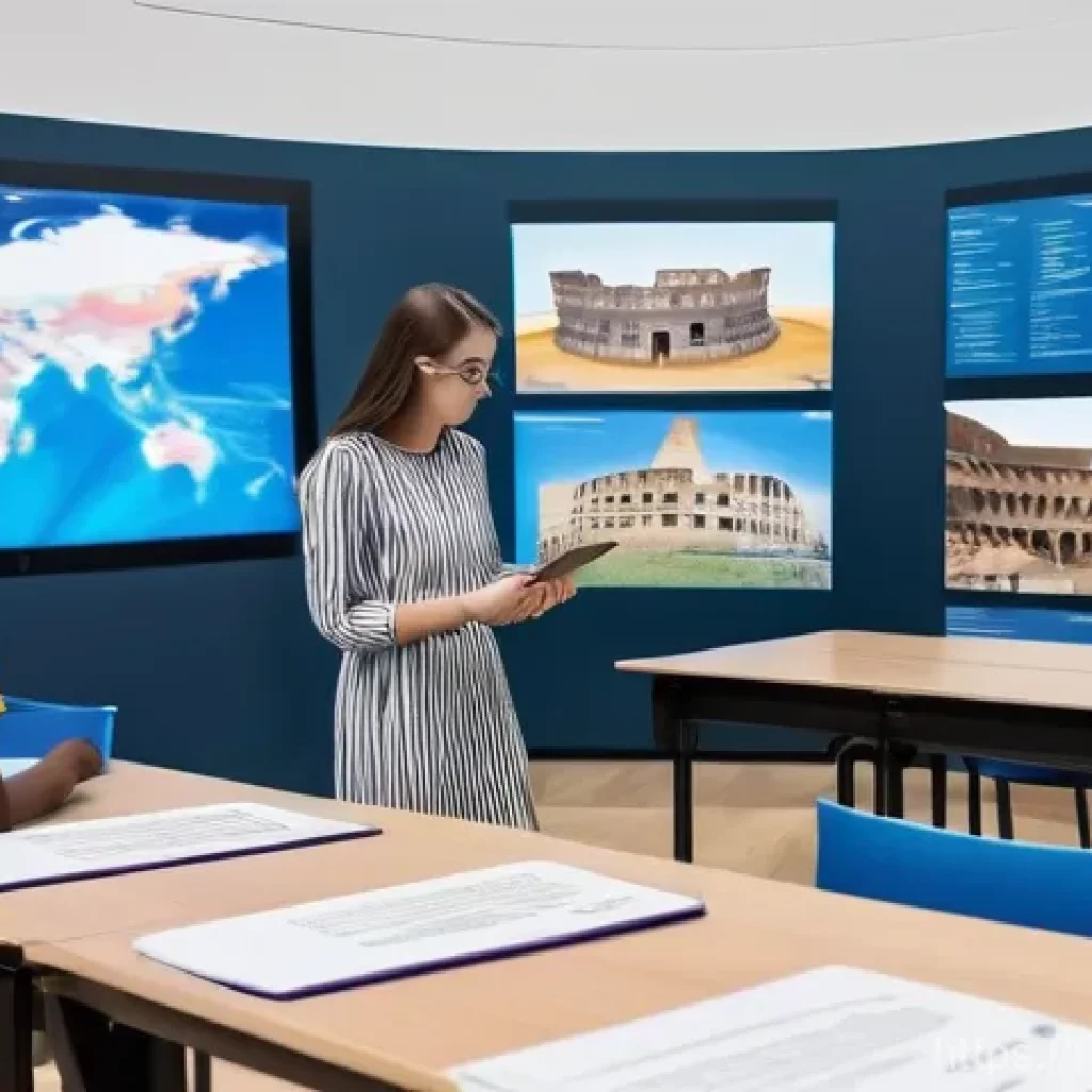 가상 학습 환경에서의 교수법 - **Prompt 1: Immersive Future Learning with VR/AR and AI**
"A vibrant, modern classroom filled wi...